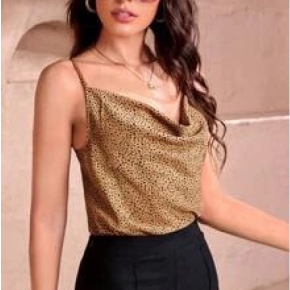 SHEIN BAE Dalmatian Print Cowl Neck Cami Top Size Large
